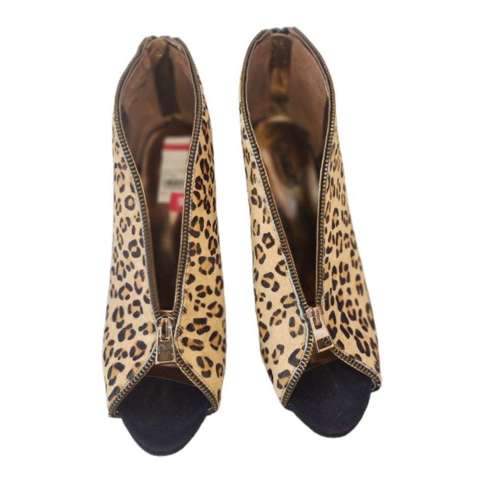 CARLOS SANTANA VERUCA PONY HAIR LEATHER INTRI OPEN TOE LEOPARD BOOTIES SIZE 9.5 - Picture 7 of 7